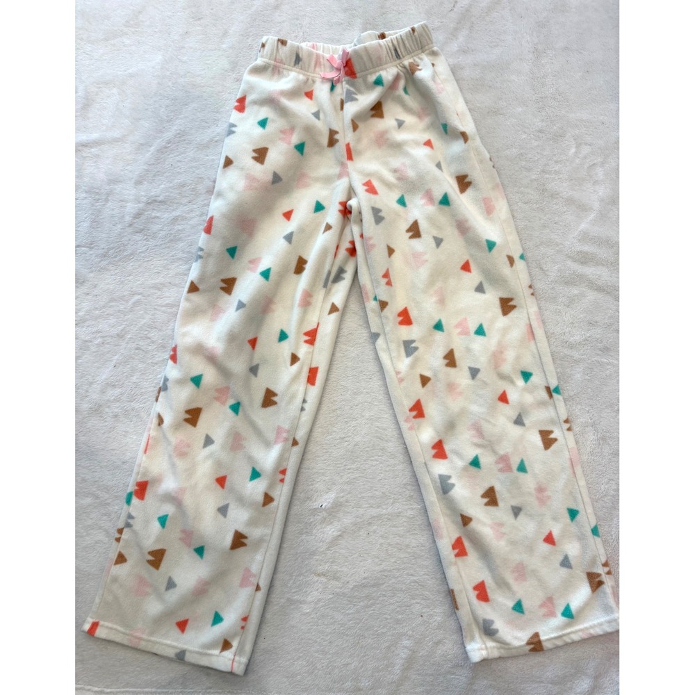 Eddie Bauer Kids Fleece Pajama Pants White Geometric Triangle Print L 14/16‎